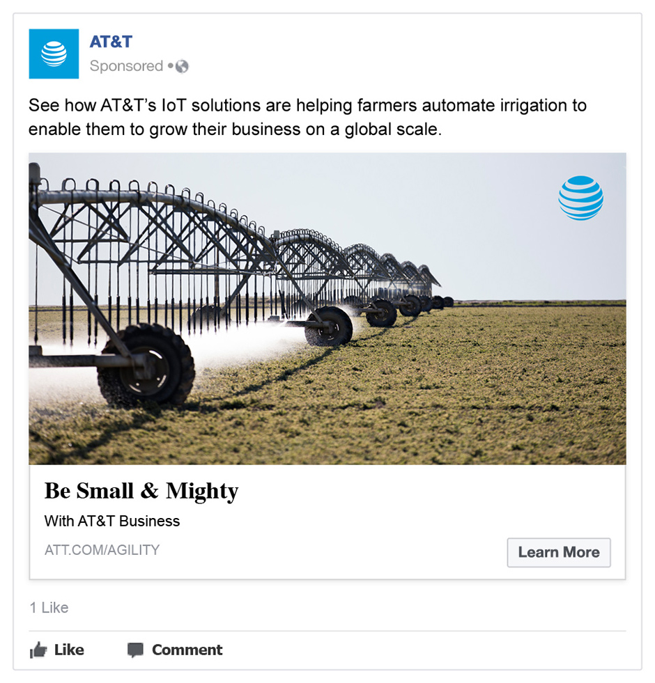 AT&T Business 'Small & Mighty' 'Farmer Ray' Facebook Photo Link Ad B